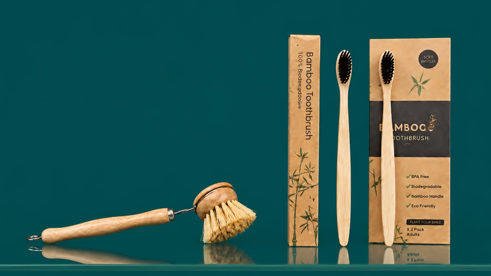 Eco-friendly bamboo toothbrush and dish brush products